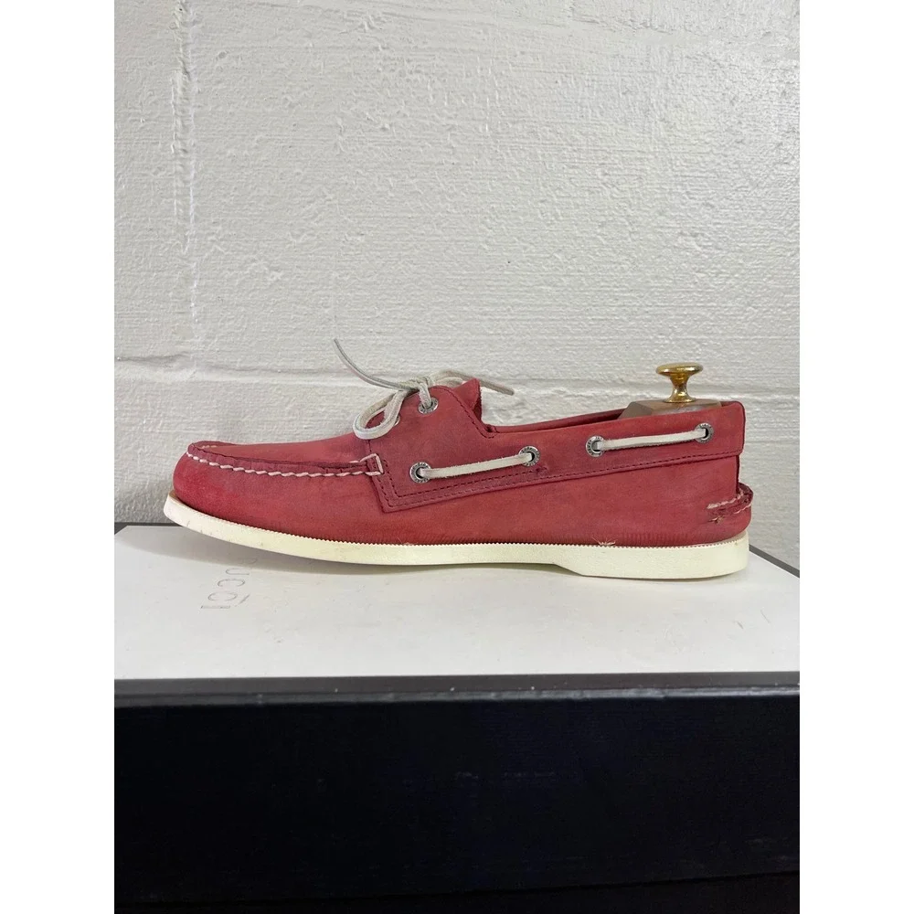 Sperry Top-Sider 10281535 Red Leather Boat Shoes 2 Eye Men's Size 9.5 M